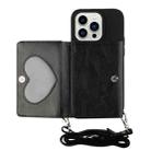 For iPhone 14 Pro Crossbody Lanyard Wallet Card Bag Phone Case(Black) - 1