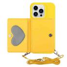 For iPhone 14 Pro Crossbody Lanyard Wallet Card Bag Phone Case(Yellow) - 1