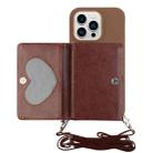 For iPhone 14 Pro Max Crossbody Lanyard Wallet Card Bag Phone Case(Coffee) - 1