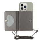 For iPhone 14 Pro Max Crossbody Lanyard Wallet Card Bag Phone Case(Grey) - 1