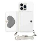 For iPhone 14 Pro Max Crossbody Lanyard Wallet Card Bag Phone Case(White) - 1