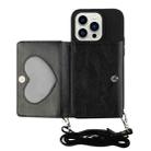 For iPhone 14 Pro Max Crossbody Lanyard Wallet Card Bag Phone Case(Black) - 1