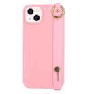 For iPhone 14 Plus Wrist Strap Holder TPU Phone Case(Dark Pink) - 1