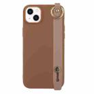 For iPhone 14 Plus Wrist Strap Holder TPU Phone Case(Coffee) - 1