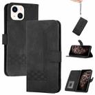 For iPhone 14 Plus Cubic Skin Feel Flip Leather Phone Case(Black) - 1