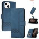 For iPhone 14 Plus Cubic Skin Feel Flip Leather Phone Case(Blue) - 1