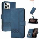 For iPhone 14 Pro Max Cubic Skin Feel Flip Leather Phone Case(Blue) - 1