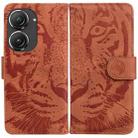 For Asus Zenfone 9 Tiger Embossing Pattern Flip Leather Phone Case(Brown) - 1