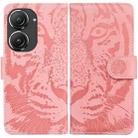 For Asus Zenfone 9 Tiger Embossing Pattern Flip Leather Phone Case(Pink) - 1