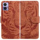 For Motorola Edge 30 Neo / Edge 30 Lite Tiger Embossing Pattern Flip Leather Phone Case(Brown) - 1