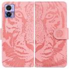 For Motorola Edge 30 Neo / Edge 30 Lite Tiger Embossing Pattern Flip Leather Phone Case(Pink) - 1