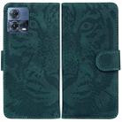 For Motorola Moto S30 Pro 5G / Edge 30 Fusion Tiger Embossing Pattern Flip Leather Phone Case(Green) - 1