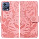 For Motorola Moto S30 Pro 5G / Edge 30 Fusion Tiger Embossing Pattern Flip Leather Phone Case(Pink) - 1