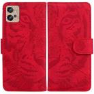 For Motorola Moto G32 Tiger Embossing Pattern Flip Leather Phone Case(Red) - 1