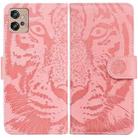 For Motorola Moto G32 Tiger Embossing Pattern Flip Leather Phone Case(Pink) - 1