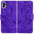 For Nothing Phone 1 Tiger Embossing Pattern Flip Leather Phone Case(Purple) - 1