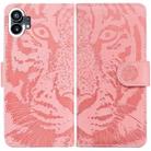 For Nothing Phone 1 Tiger Embossing Pattern Flip Leather Phone Case(Pink) - 1