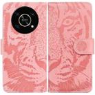 For Honor X9 / X9 5G Tiger Embossing Pattern Flip Leather Phone Case(Pink) - 1