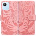 For Realme C30 Tiger Embossing Pattern Flip Leather Phone Case(Pink) - 1