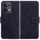 For OPPO Reno8 Tiger Embossing Pattern Flip Leather Phone Case(Black) - 1