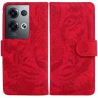 For OPPO Reno8 Pro Tiger Embossing Pattern Flip Leather Phone Case(Red) - 1