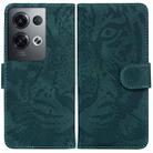 For OPPO Reno8 Pro Tiger Embossing Pattern Flip Leather Phone Case(Green) - 1