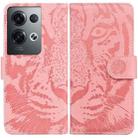 For OPPO Reno8 Pro Tiger Embossing Pattern Flip Leather Phone Case(Pink) - 1