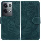 For OPPO Reno8 Pro+ Tiger Embossing Pattern Flip Leather Phone Case(Green) - 1