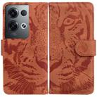 For OPPO Reno8 Pro+ Tiger Embossing Pattern Flip Leather Phone Case(Brown) - 1