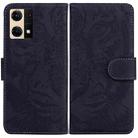 For OPPO Reno7 4G Tiger Embossing Pattern Flip Leather Phone Case(Black) - 1