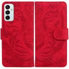 For Samsung Galaxy M13 4G Tiger Embossing Pattern Flip Leather Phone Case(Red) - 1