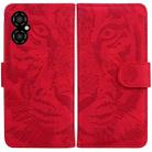 For Xiaomi Poco M4 5G Tiger Embossing Pattern Flip Leather Phone Case(Red) - 1