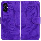 For Xiaomi Poco M4 5G Tiger Embossing Pattern Flip Leather Phone Case(Purple) - 1