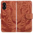 For Xiaomi Poco M4 5G Tiger Embossing Pattern Flip Leather Phone Case(Brown) - 1