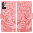 For Xiaomi Redmi Note 11T Pro / 11T Pro+ 5G Tiger Embossing Pattern Flip Leather Phone Case(Pink) - 1