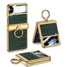 For Samsung Galaxy Z Flip4 GKK Integrated Plating + Leather Flip Phone Case(Crocodile Green) - 1