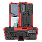 For Motorola Moto G62 5G Tire Texture TPU + PC Phone Case with Holder(Red) - 1