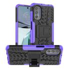 For Motorola Moto G62 5G Tire Texture TPU + PC Phone Case with Holder(Purple) - 1