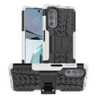 For Motorola Moto G62 5G Tire Texture TPU + PC Phone Case with Holder(White) - 1