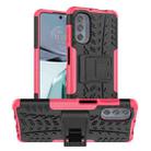 For Motorola Moto G62 5G Tire Texture TPU + PC Phone Case with Holder(Pink) - 1