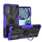 For Motorola Moto G62 5G Armor Bear Shockproof PC + TPU Phone Case with Ring(Purple) - 1