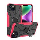 For iPhone 14 Plus Armor Bear Shockproof PC + TPU Phone Case with Ring(Rose Red) - 1