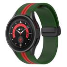 For Samsung Galaxy Watch5 Pro Two-color Stripe Silicone Watch Band(Army Green Red) - 1