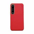 For Sony Xperia 1 IV Genuine Leather Luolai Series Nano Plating Phone Case(Red) - 1