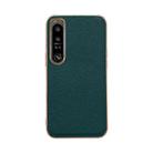 For Sony Xperia 1 IV Genuine Leather Luolai Series Nano Plating Phone Case(Dark Green) - 1