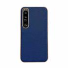 For Sony Xperia 1 IV Genuine Leather Luolai Series Nano Plating Phone Case(Dark Blue) - 1