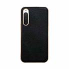 For Sony Xperia 10 IV Genuine Leather Luolai Series Nano Plating Phone Case(Black) - 1