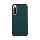 For Sony Xperia 10 IV Genuine Leather Luolai Series Nano Plating Phone Case(Dark Green) - 1