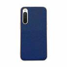 For Sony Xperia 10 IV Genuine Leather Luolai Series Nano Plating Phone Case(Dark Blue) - 1