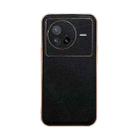 For vivo X80 5G Genuine Leather Luolai Series Nano Plating Phone Case(Black) - 1